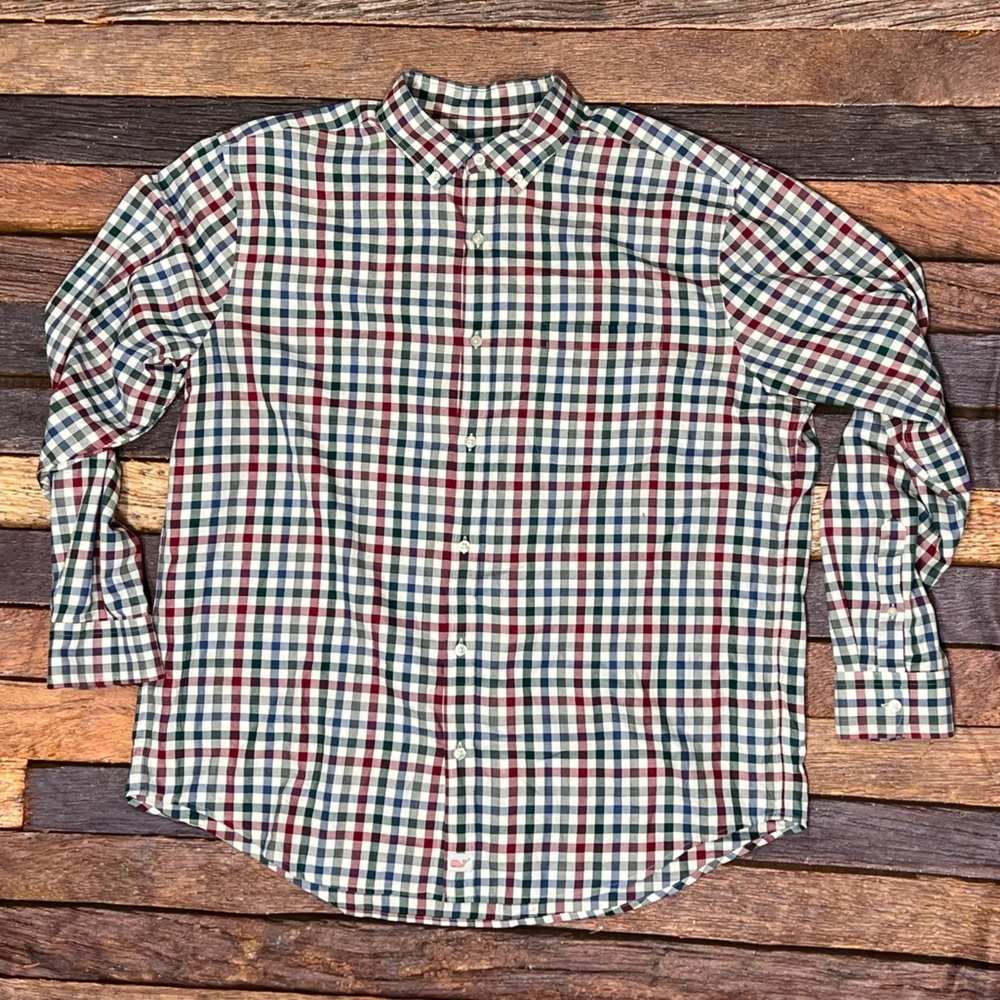 Martha's Vineyard Check Button Down Preppy Long Sleeve Dress Shirt